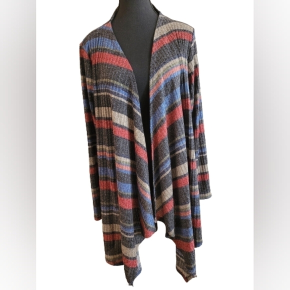 WHITE BIRCH Striped Open Front Cardigan Sweater, Size Medium - Picture 5 of 15